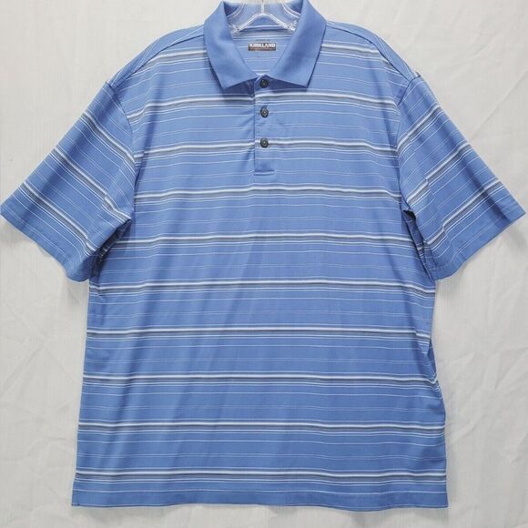 Polo Shirts Set of 2 Stripes Golf Tops Men’s Large - Picture 4 of 7